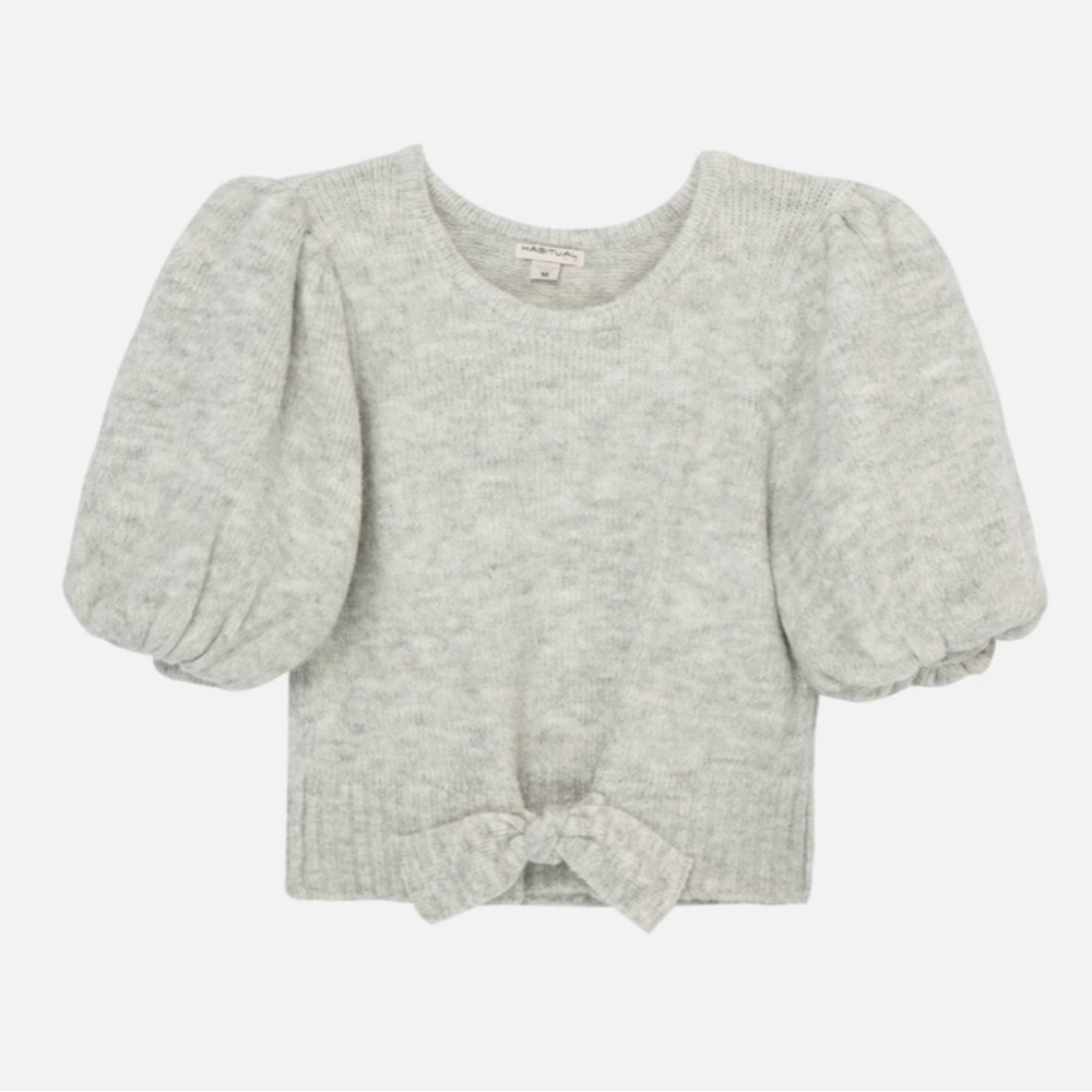 NWT Habitual Kids Girl's Exaggerated Sleeve Sweater, Gray SZ 10